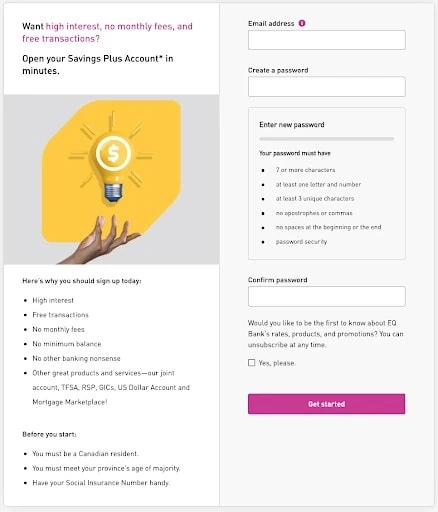 eq bank new account