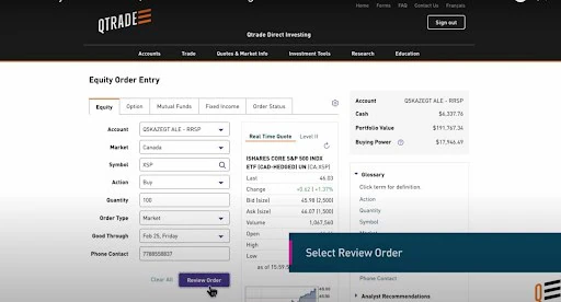 stock purchase order