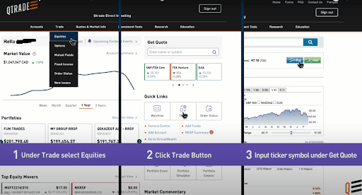 stock trading screen